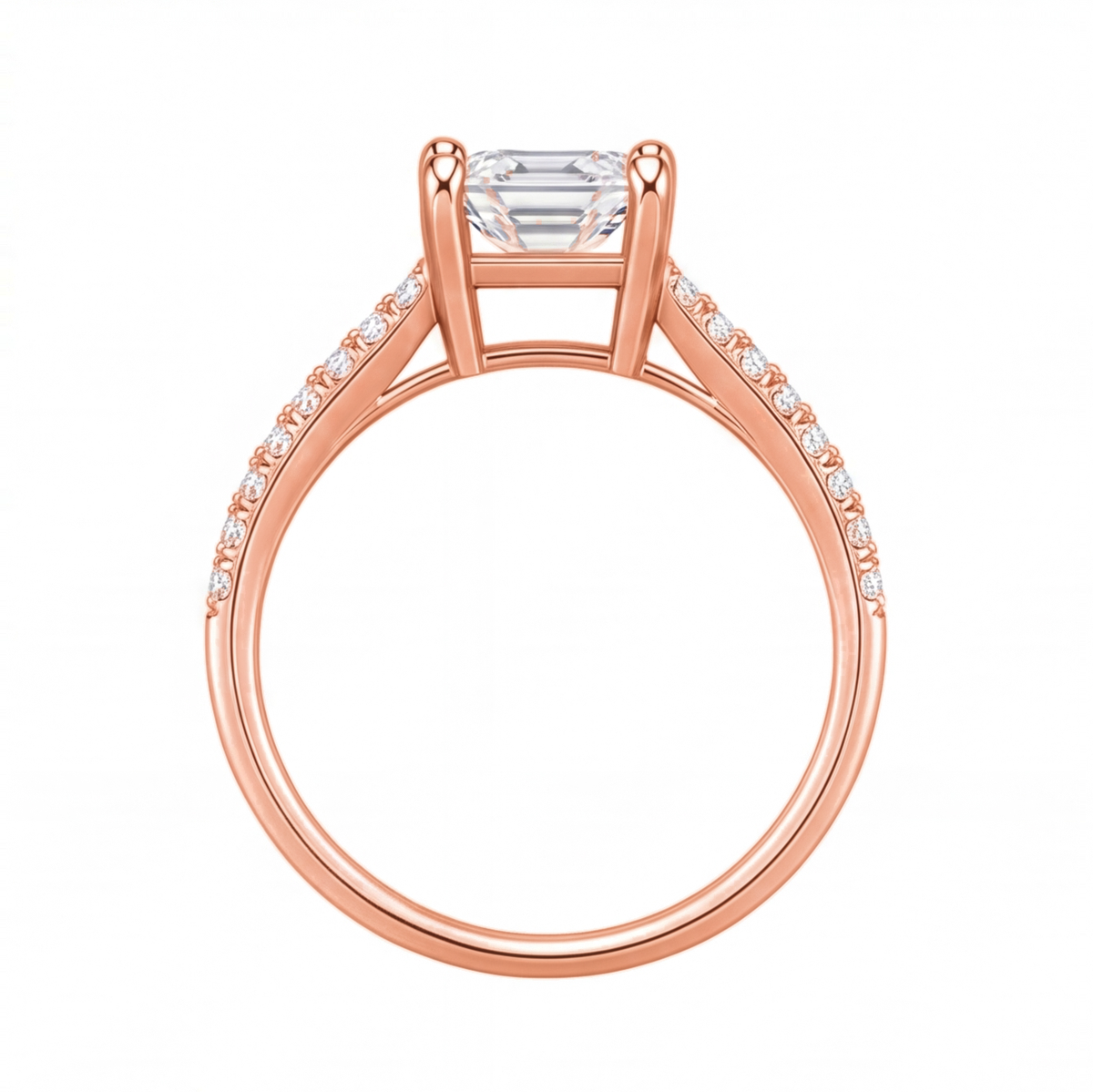 Elspeth engagement ring by Tiani Jewellery shown in rose gold, white gold and yellow gold.