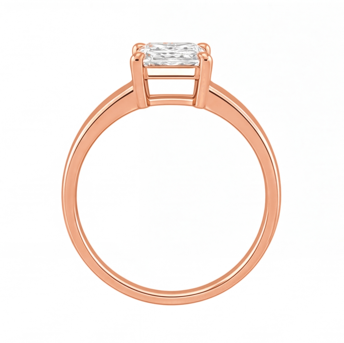 Demelza radiant diamond flat band engagement ring by Tiani Jewellery in rose gold, white gold and yellow gold.