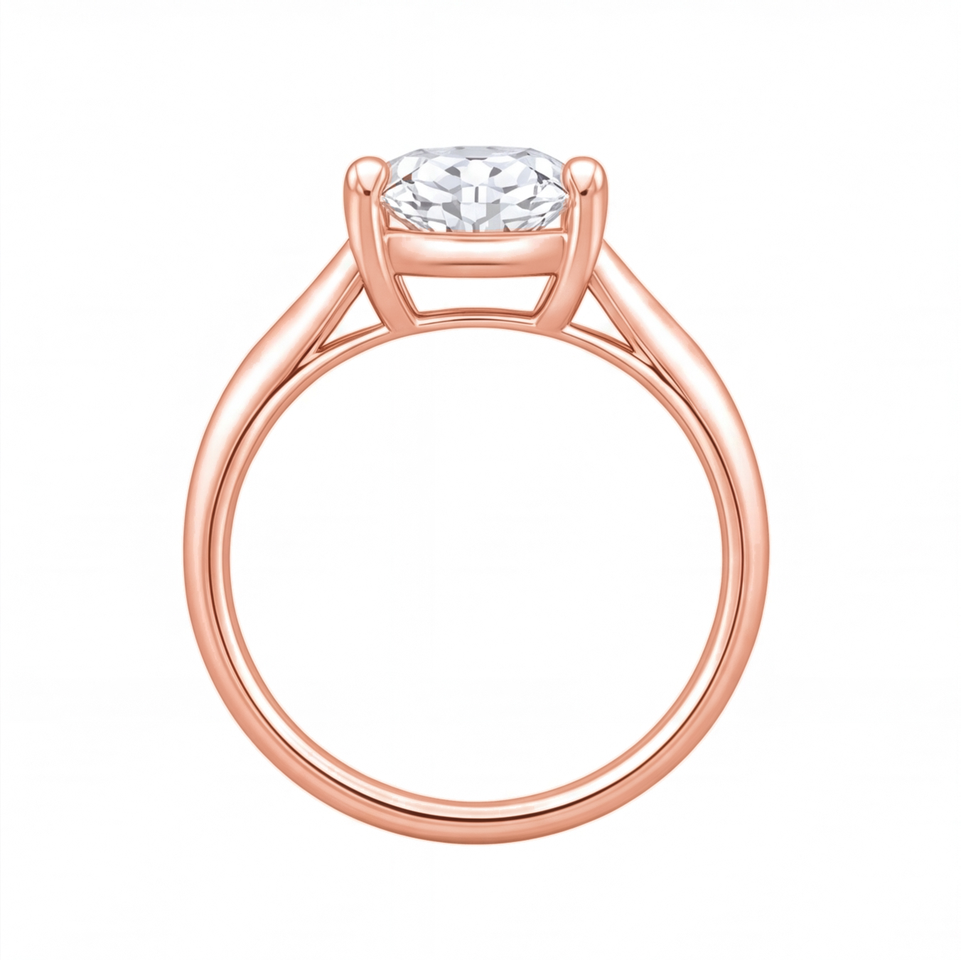 Pia cushion diamond solitaire engagement ring by Tiani Jewellery shown in rose gold, white gold and yellow gold.
