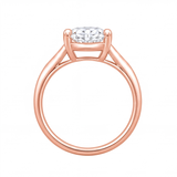 Pia cushion diamond solitaire engagement ring by Tiani Jewellery shown in rose gold, white gold and yellow gold.