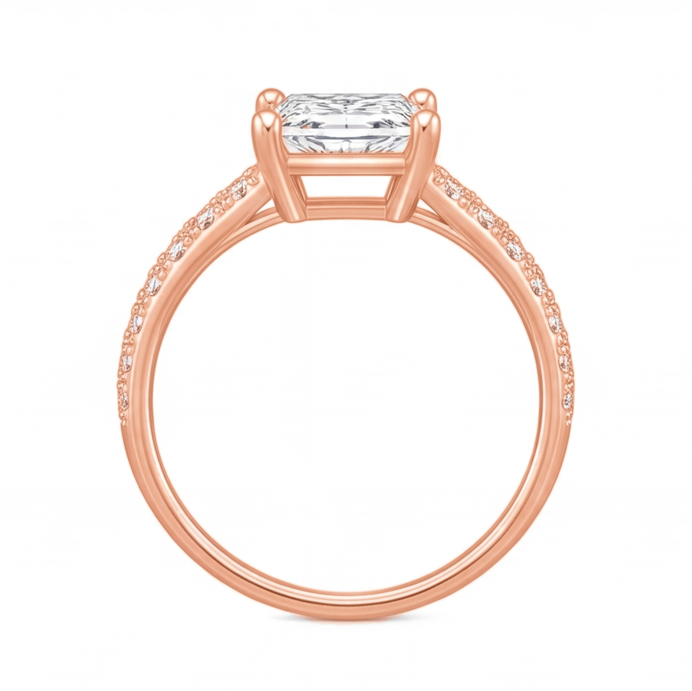Solene engagement ring by Tiani Jewellery shown in rose gold, white gold and yellow gold.