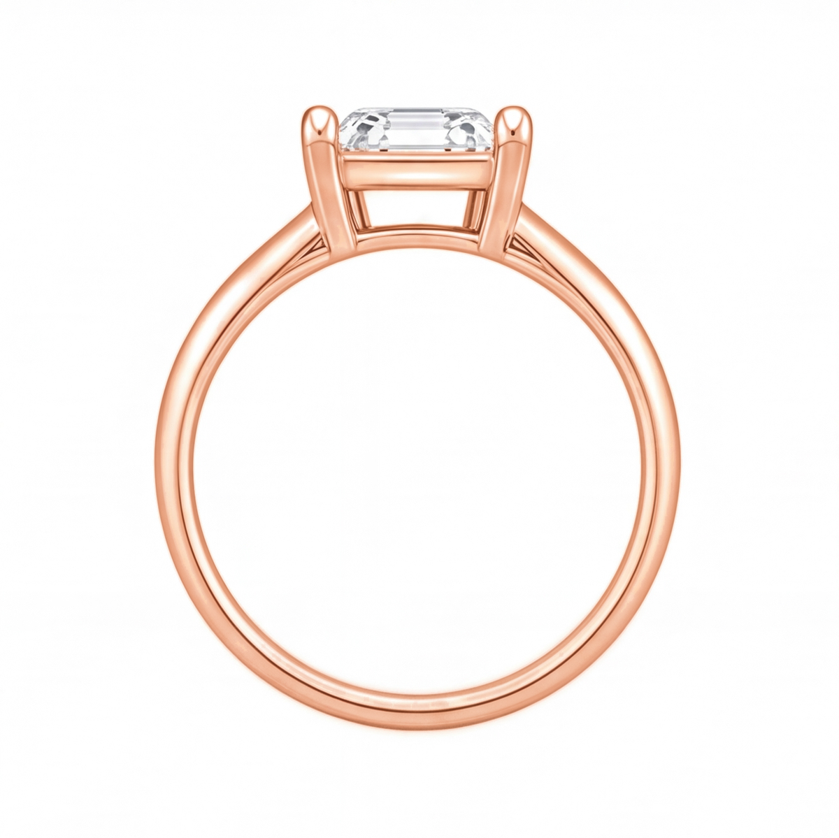 Yuna Asscher diamond solitaire engagement ring by Tiani Jewellery shown in rose gold, white gold and yellow gold.