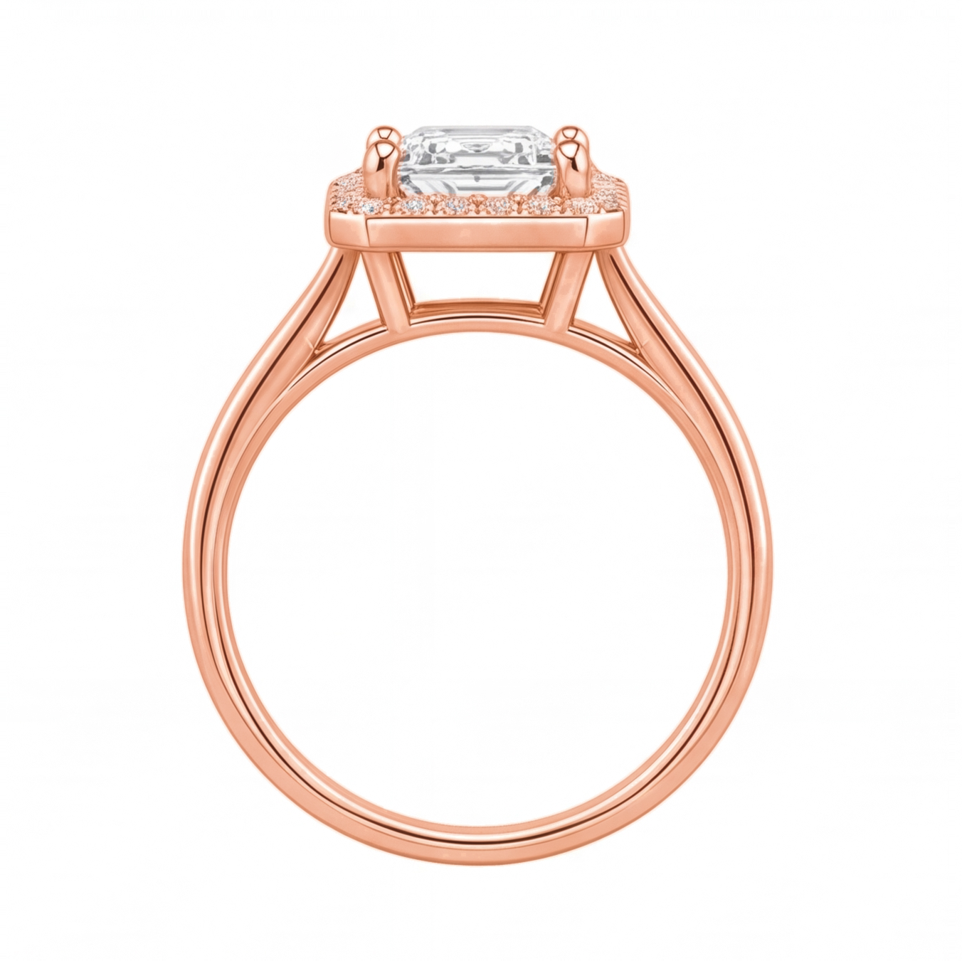 Zelia engagement ring by Tiani Jewellery shown in rose gold, white gold and yellow gold.