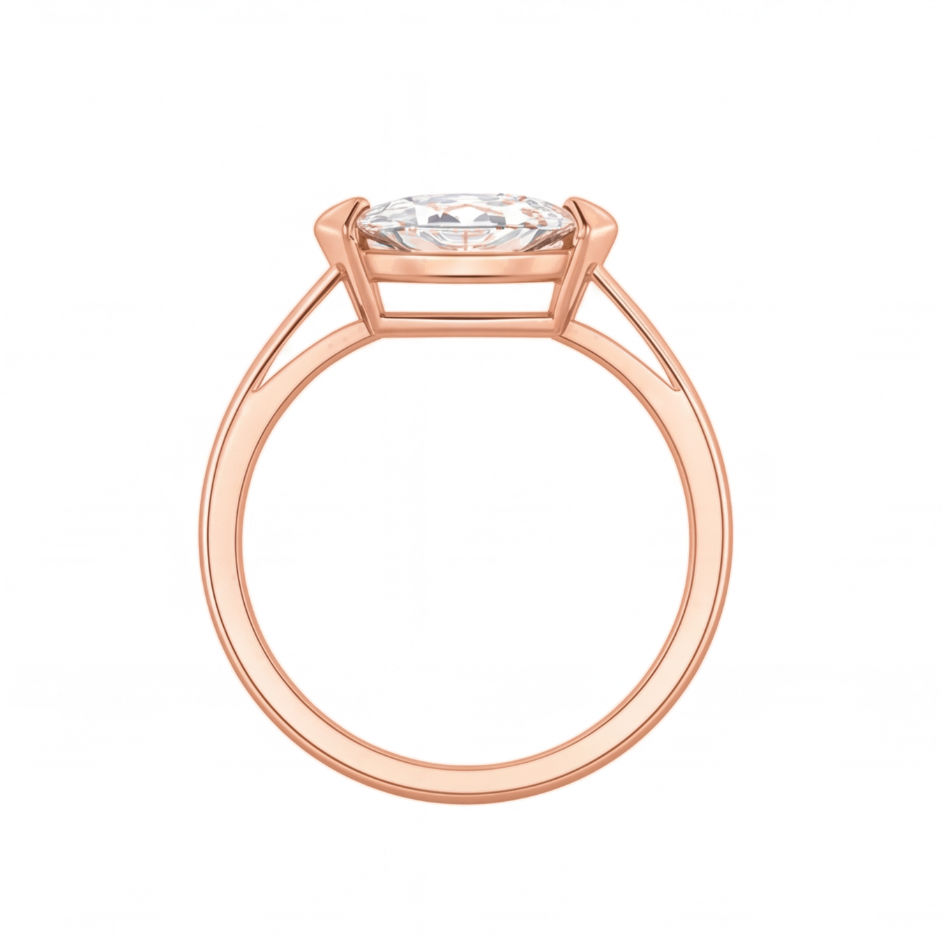 Renata east-west marquise diamond engagement ring by Tiani Jewellery shown in rose gold, white gold and yellow gold.