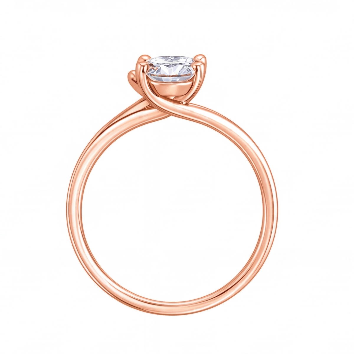 Cressida oval diamond bypass engagement ring by Tiani Jewellery in rose gold, white gold and yellow gold.