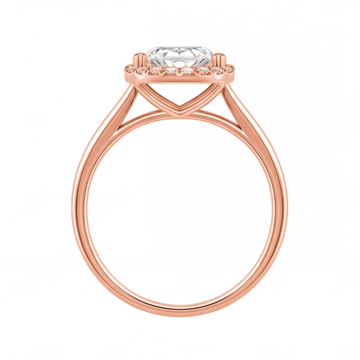 Jocasta engagement ring by Tiani Jewellery shown in rose gold, white gold and yellow gold.