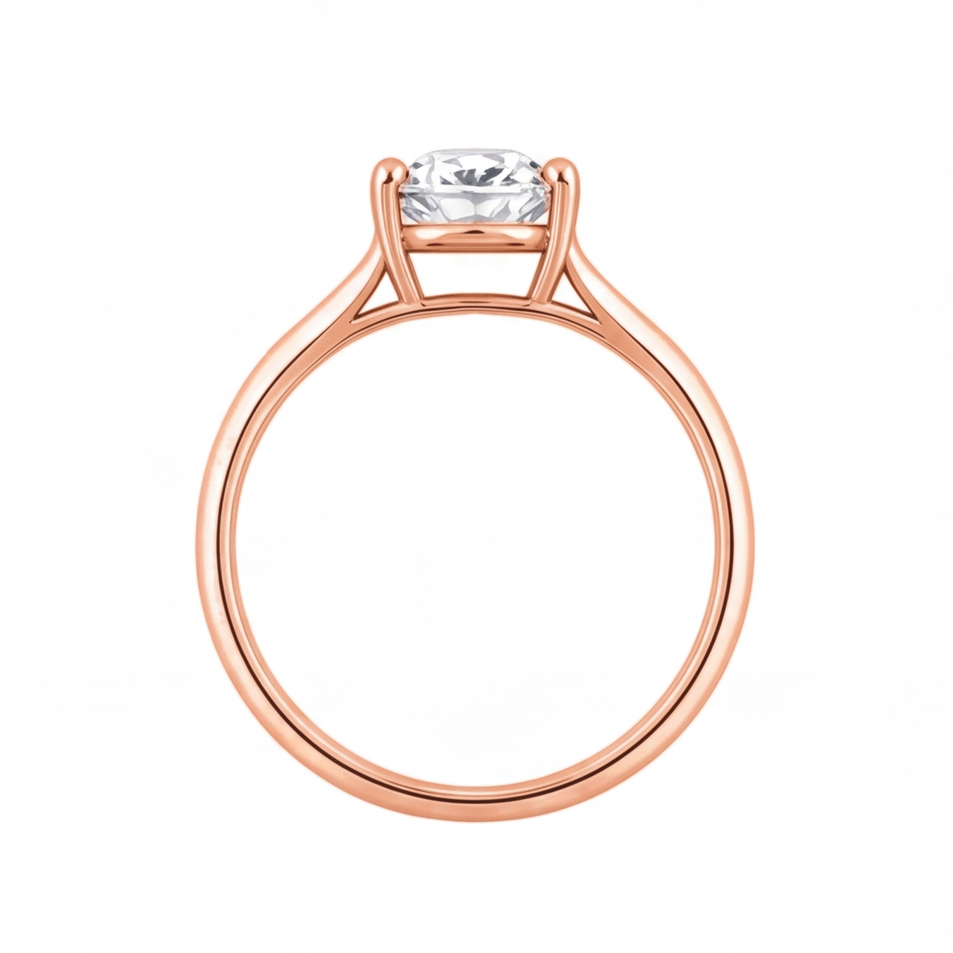 Yvonne engagement ring by Tiani Jewellery shown in rose gold, white gold and yellow gold.