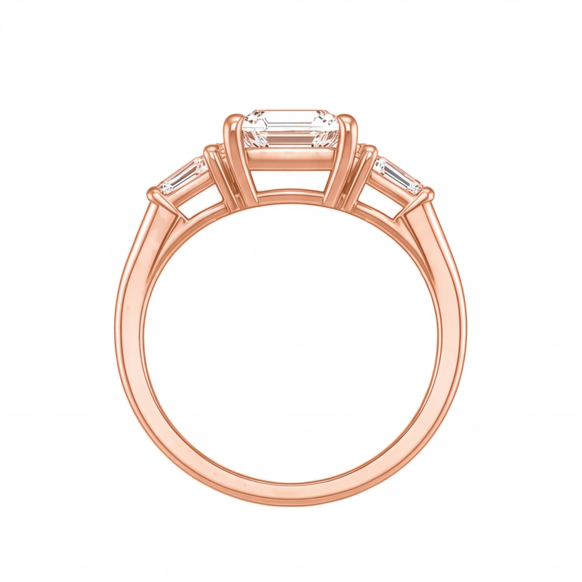 Celine engagement ring by Tiani Jewellery shown in rose gold, white gold and yellow gold.