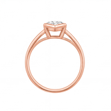 Zora engagement ring by Tiani Jewellery shown in rose gold, white gold and yellow gold.