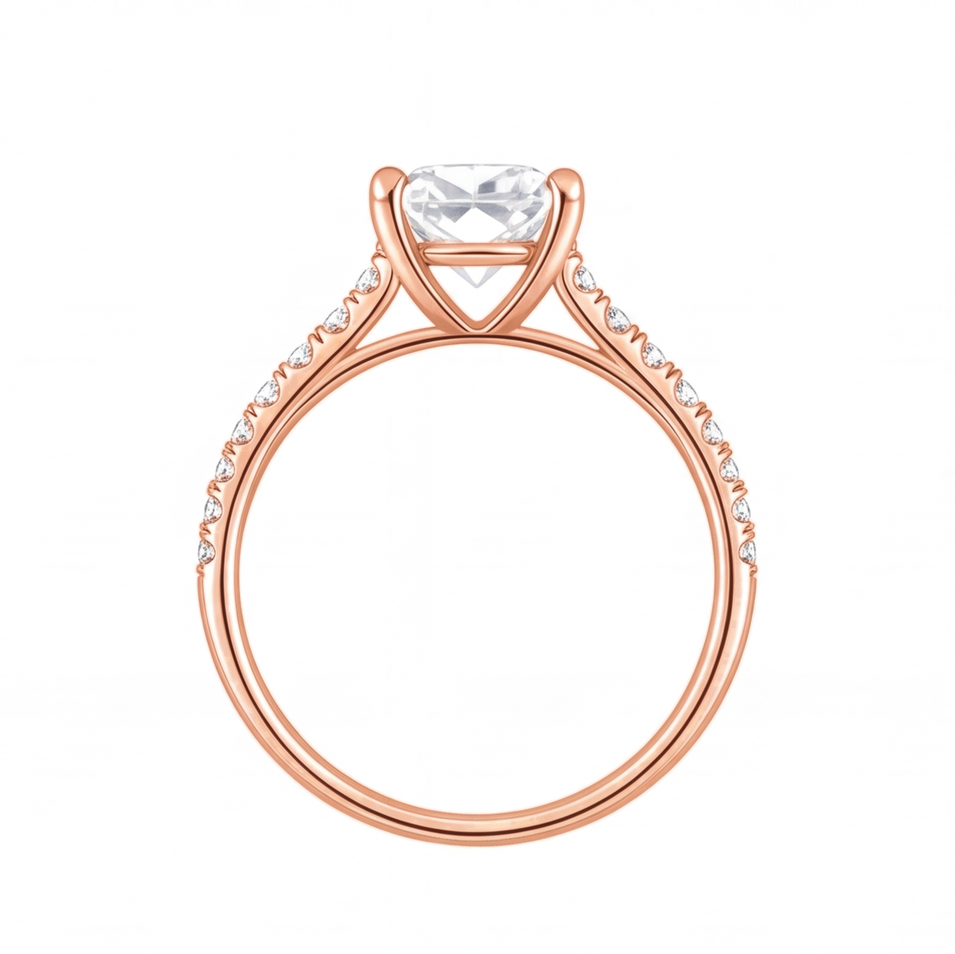 Althea engagement ring by Tiani Jewellery shown in rose gold, white gold and yellow gold.