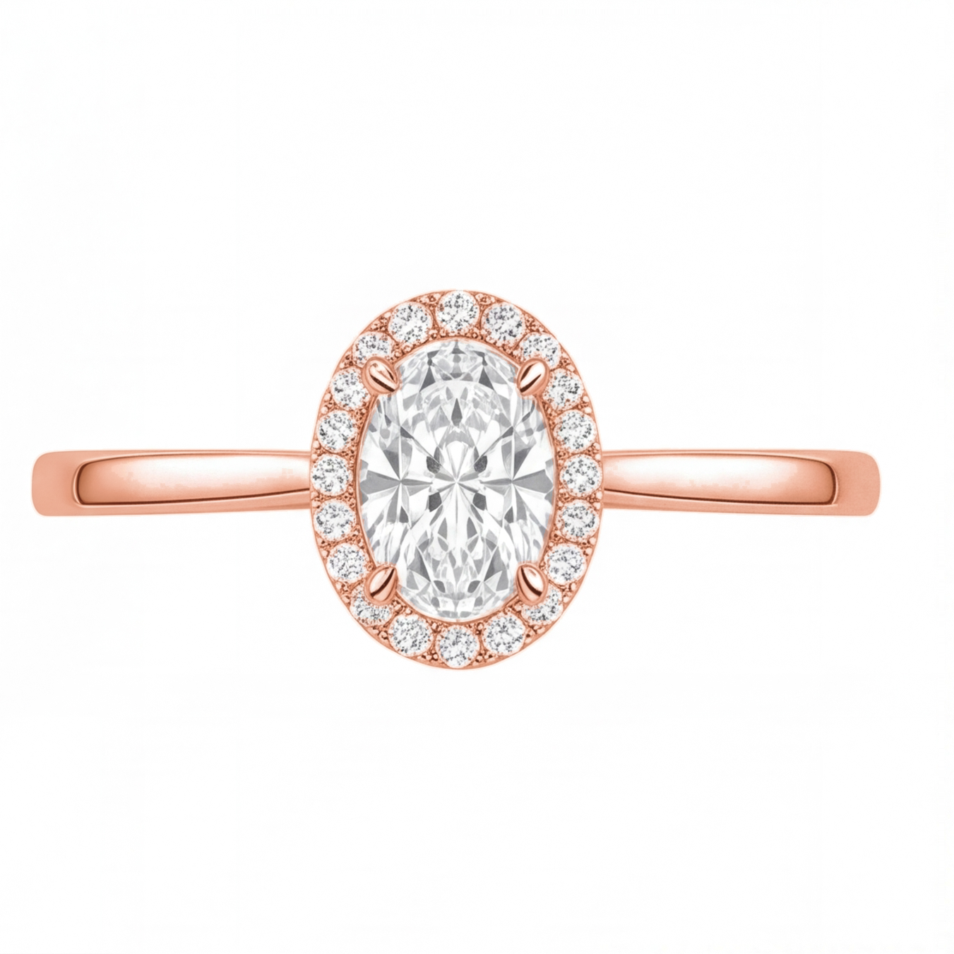 Jocasta engagement ring by Tiani Jewellery shown in rose gold, white gold and yellow gold.