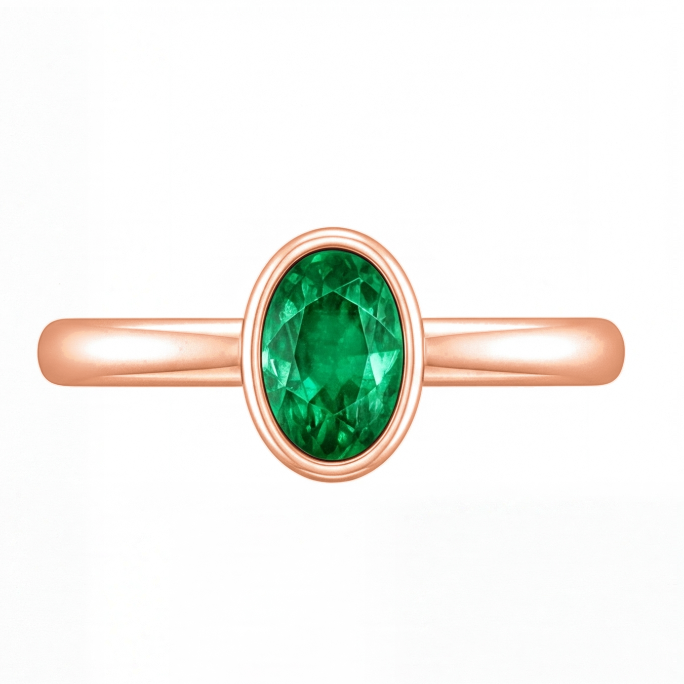 Arianwen green oval gemstone bezel engagement ring by Tiani Jewellery in rose gold, white gold and yellow gold.