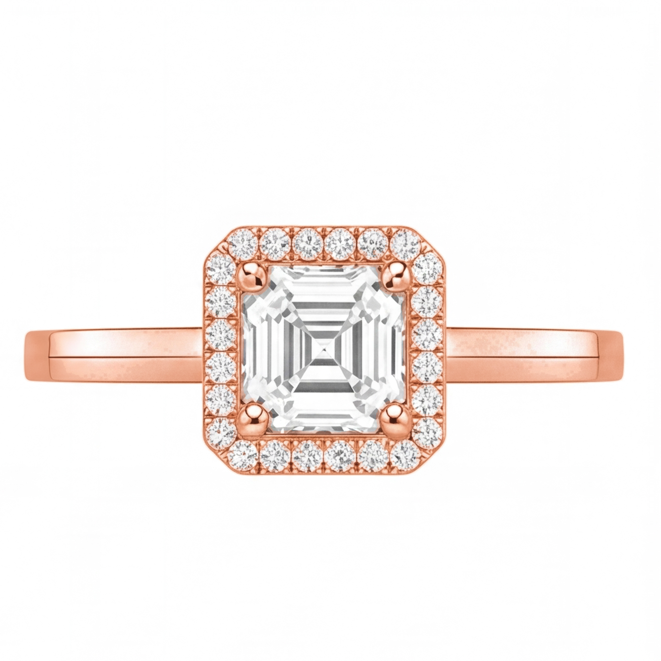 Zelia engagement ring by Tiani Jewellery shown in rose gold, white gold and yellow gold.