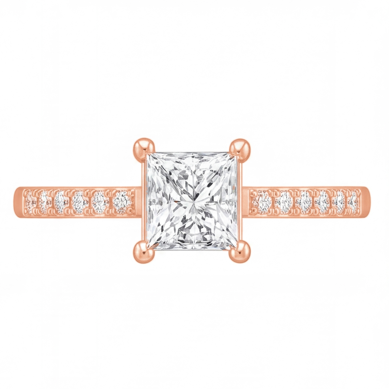 Solene engagement ring by Tiani Jewellery shown in rose gold, white gold and yellow gold.