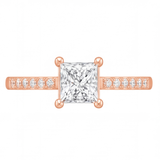 Solene engagement ring by Tiani Jewellery shown in rose gold, white gold and yellow gold.