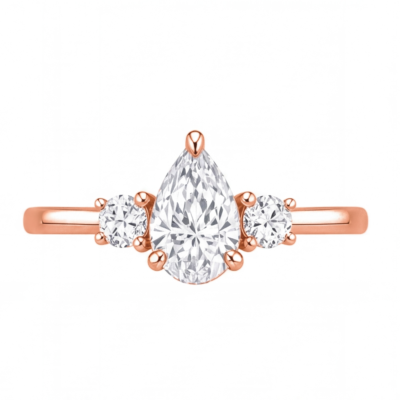 Larissa engagement ring by Tiani Jewellery shown in rose gold, white gold and yellow gold.