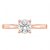 Sarai round diamond flat band engagement ring by Tiani Jewellery shown in rose gold, white gold and yellow gold.