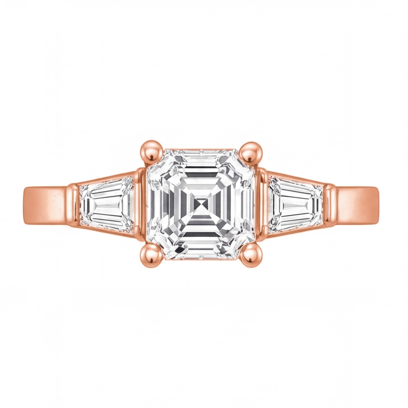 Celine engagement ring by Tiani Jewellery shown in rose gold, white gold and yellow gold.