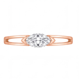Renata east-west marquise diamond engagement ring by Tiani Jewellery shown in rose gold, white gold and yellow gold.