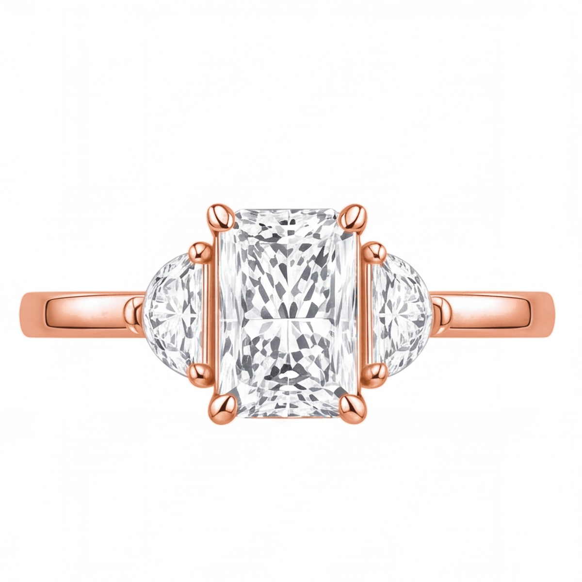 Ulani engagement ring by Tiani Jewellery shown in rose gold, white gold and yellow gold.