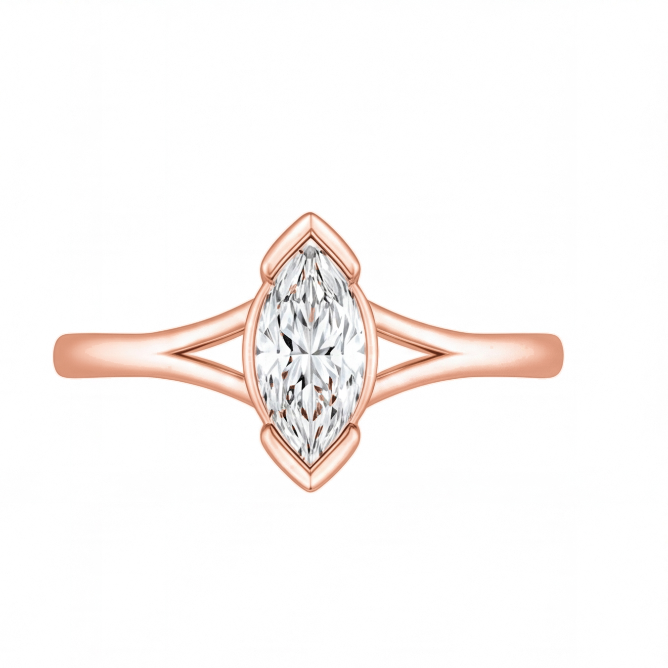 Zora engagement ring by Tiani Jewellery shown in rose gold, white gold and yellow gold. 