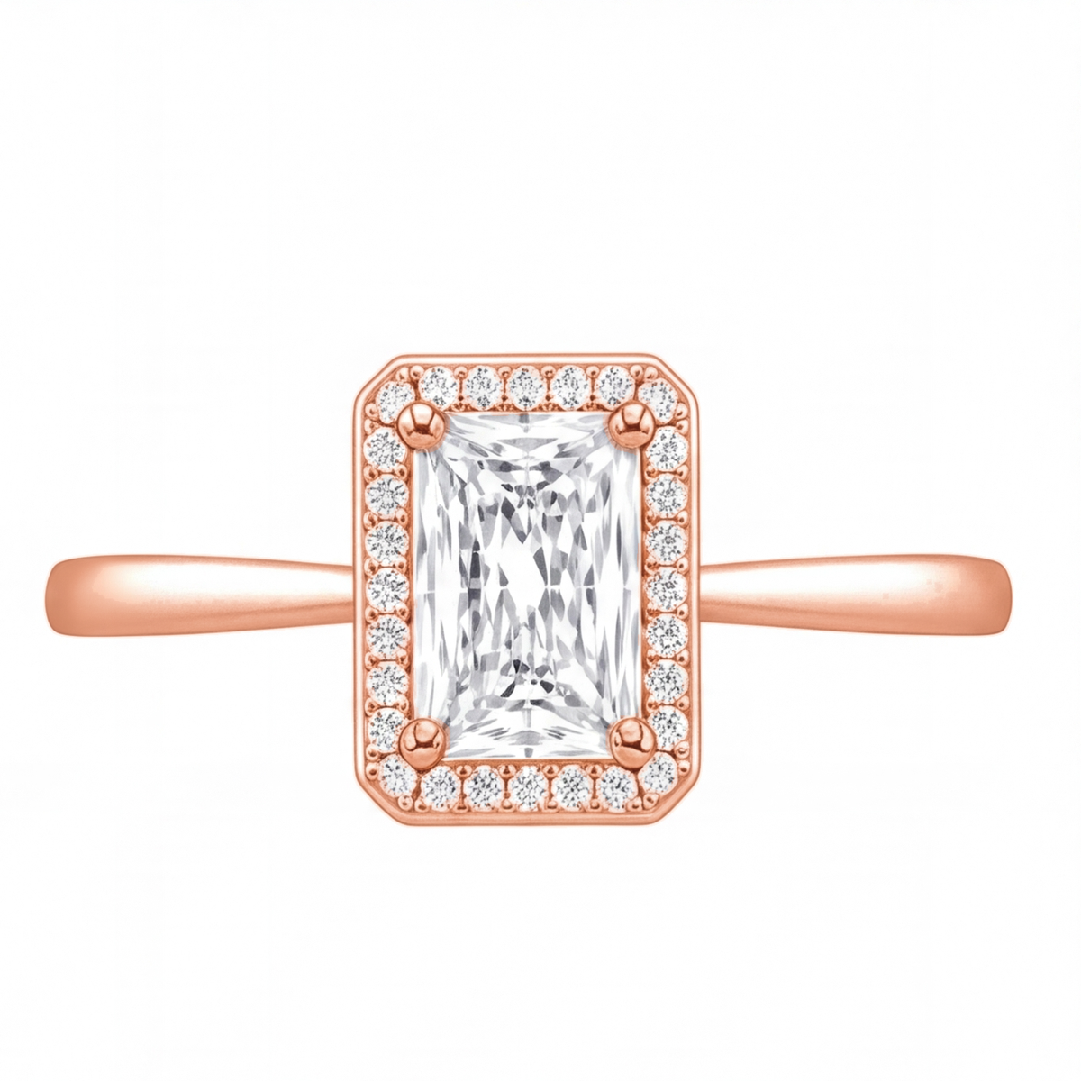 Katia engagement ring by Tiani Jewellery shown in rose gold, white gold and yellow gold.