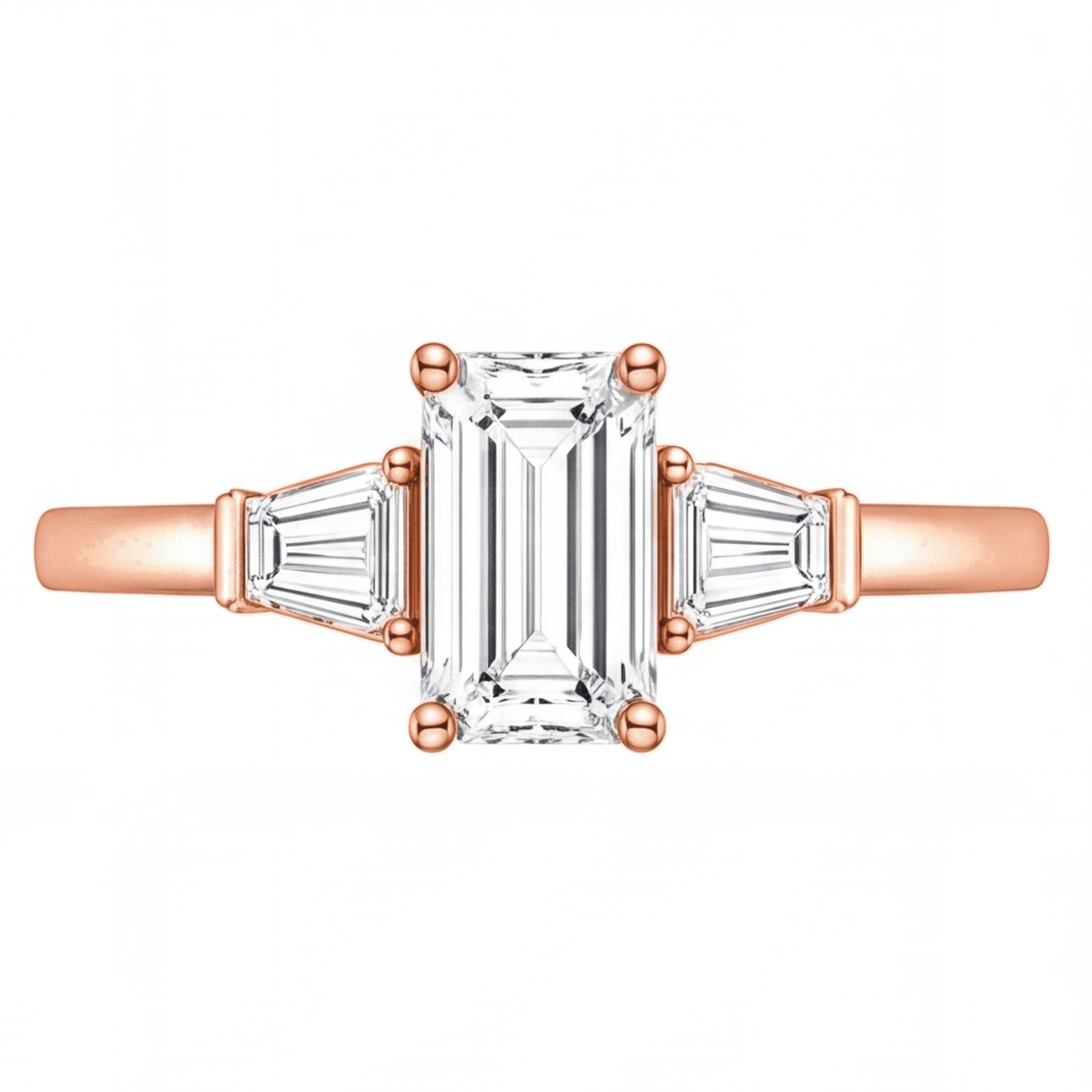 Aster engagement ring by Tiani Jewellery shown in rose gold, white gold and yellow gold.