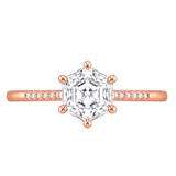 Mireille engagement ring by Tiani Jewellery shown in rose gold, white gold and yellow gold.