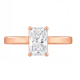 Demelza radiant diamond flat band engagement ring by Tiani Jewellery in rose gold, white gold and yellow gold.