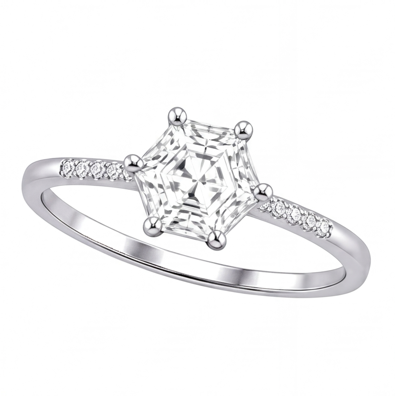 Mireille engagement ring by Tiani Jewellery shown in rose gold, white gold and yellow gold.
