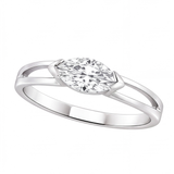 Renata east-west marquise diamond engagement ring by Tiani Jewellery shown in rose gold, white gold and yellow gold.