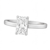 Demelza radiant diamond flat band engagement ring by Tiani Jewellery in rose gold, white gold and yellow gold.