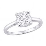 Pia cushion diamond solitaire engagement ring by Tiani Jewellery shown in rose gold, white gold and yellow gold.
