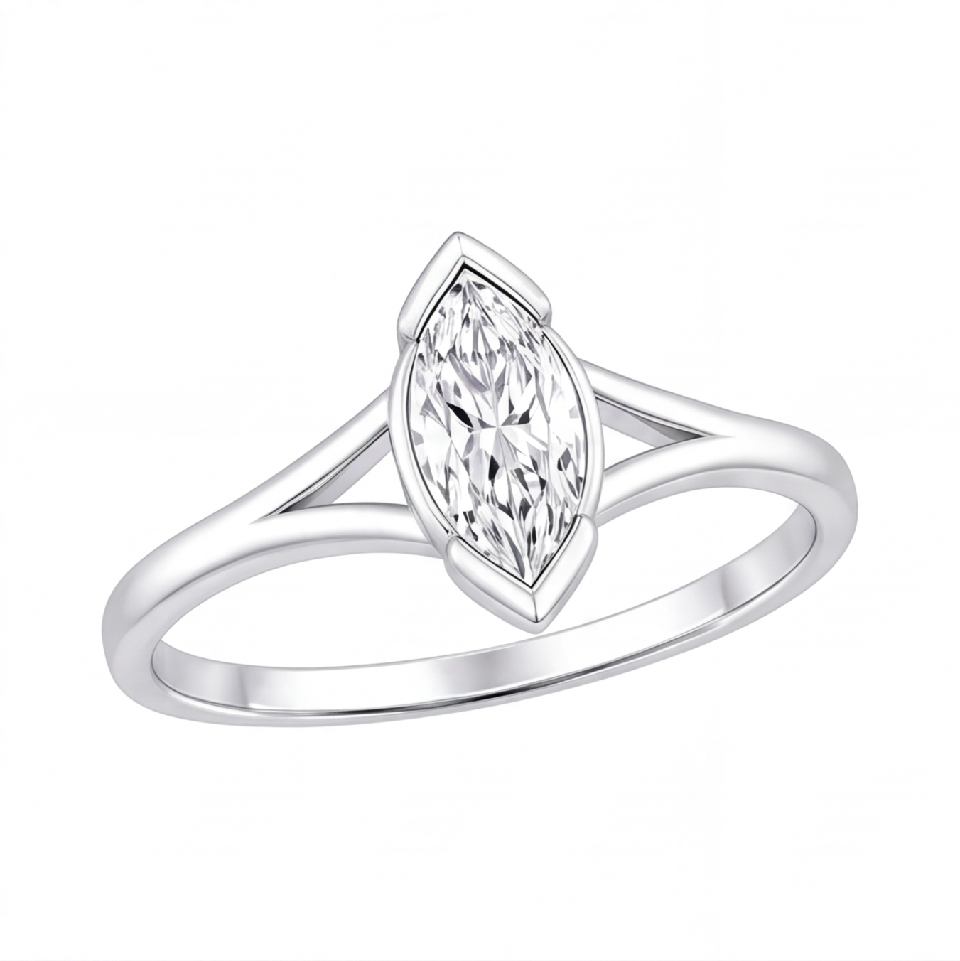 Zora engagement ring by Tiani Jewellery shown in rose gold, white gold and yellow gold.
