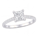 Solene engagement ring by Tiani Jewellery shown in rose gold, white gold and yellow gold.