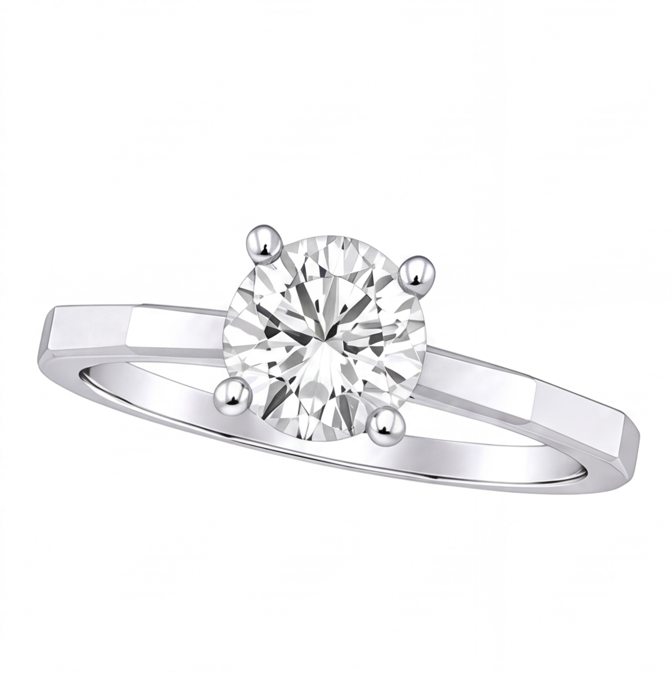Sarai round diamond flat band engagement ring by Tiani Jewellery shown in rose gold, white gold and yellow gold.