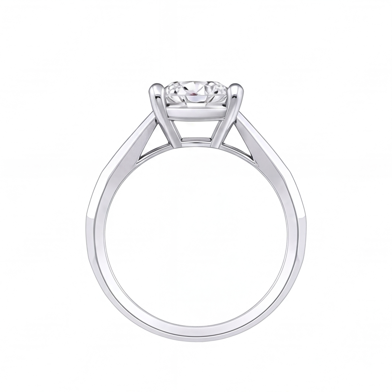 Sarai round diamond flat band engagement ring by Tiani Jewellery shown in rose gold, white gold and yellow gold.