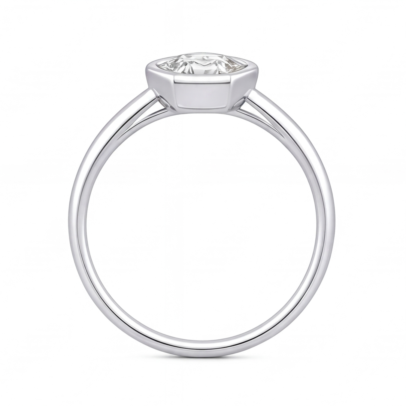 Veda engagement ring by Tiani Jewellery shown in rose gold, white gold and yellow gold.