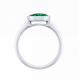 Arianwen green oval gemstone bezel engagement ring by Tiani Jewellery in rose gold, white gold and yellow gold.