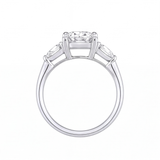 Winifred cushion diamond engagement ring with pear cut side stones by Tiani Jewellery shown in rose gold, white gold and yellow gold.