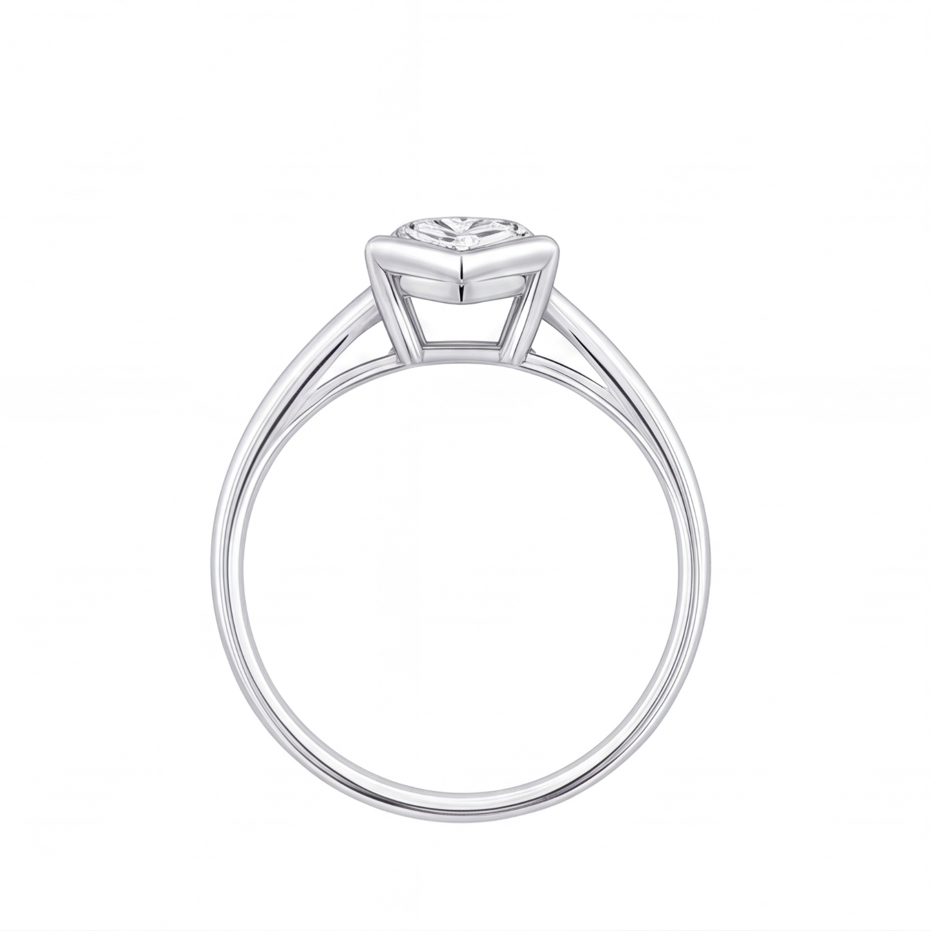 Zora engagement ring by Tiani Jewellery shown in rose gold, white gold and yellow gold.