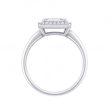 Zadie emerald cut diamond halo engagement ring by Tiani Jewellery in rose gold, white gold and yellow gold.