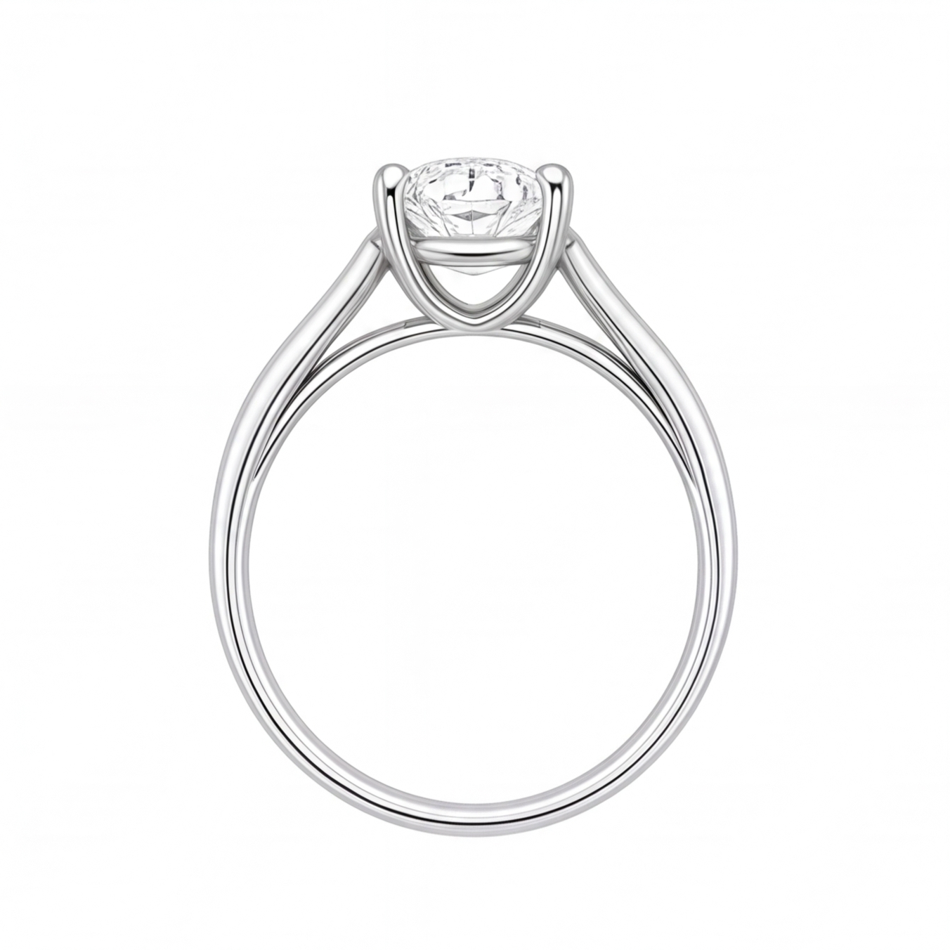 Wilhelmina oval diamond split shank engagement ring by Tiani Jewellery shown in rose gold, white gold and yellow gold.