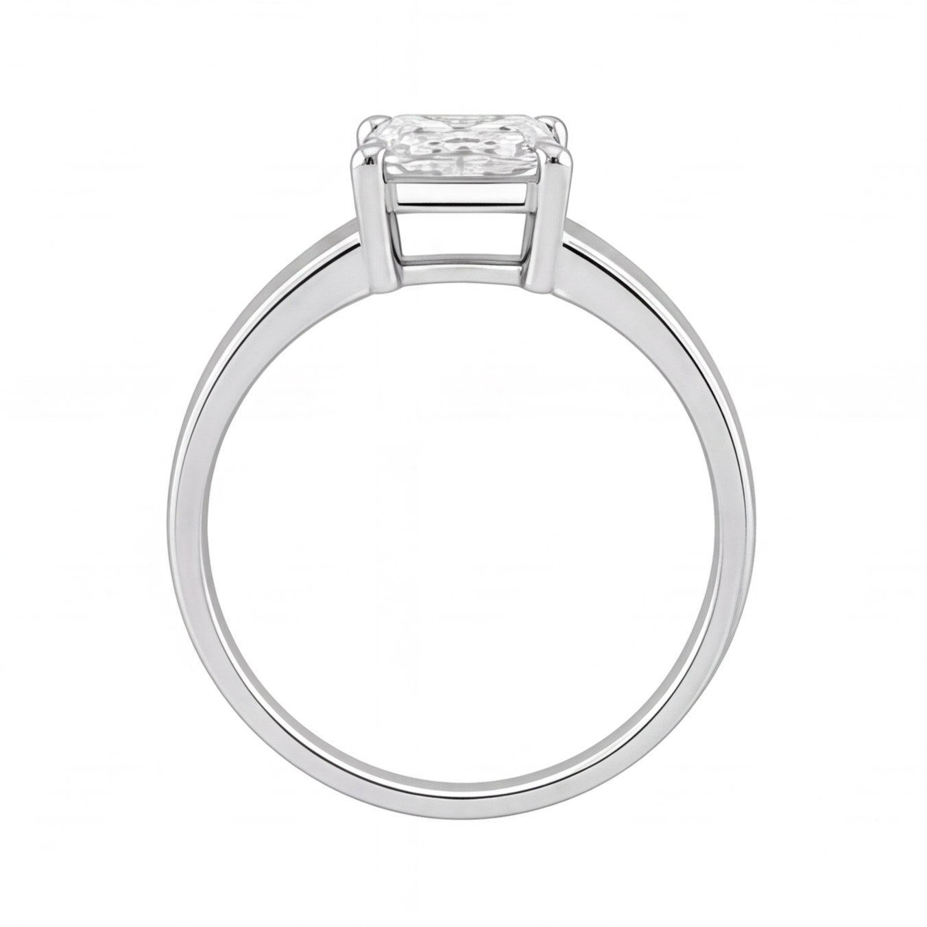 Demelza radiant diamond flat band engagement ring by Tiani Jewellery in rose gold, white gold and yellow gold.