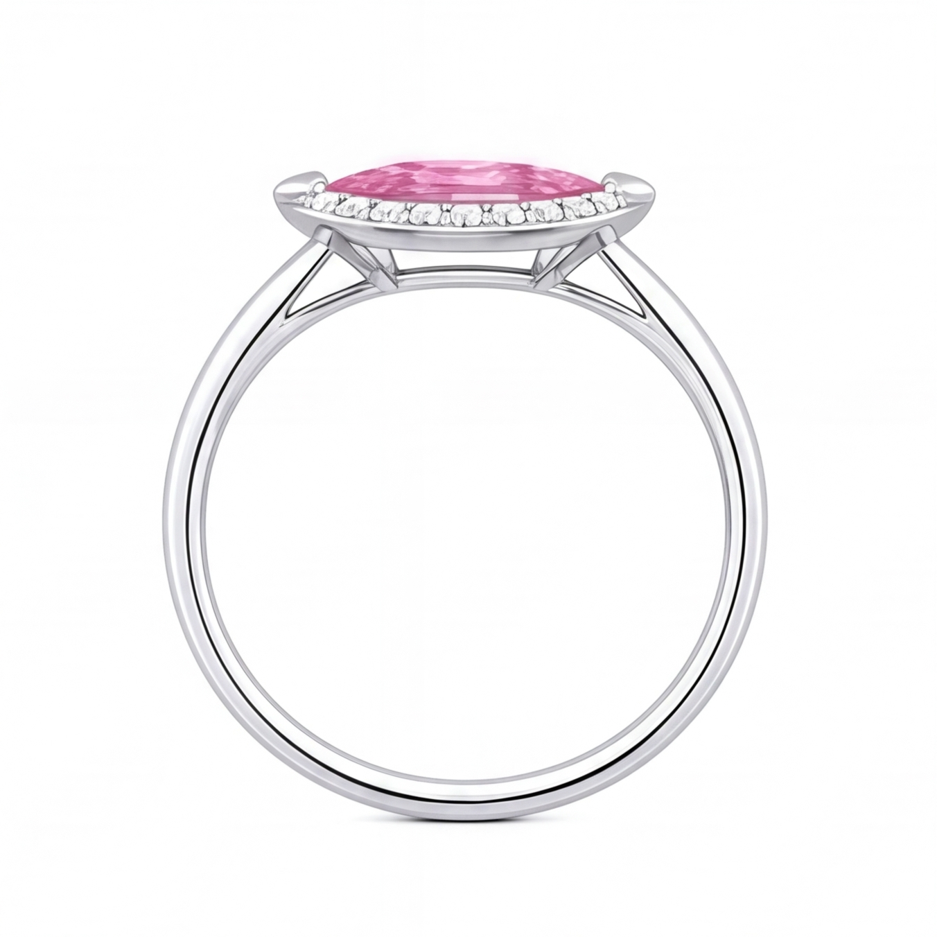 Hestia engagement ring by Tiani Jewellery shown in rose gold, white gold and yellow gold.