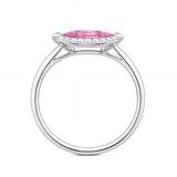 Hestia engagement ring by Tiani Jewellery shown in rose gold, white gold and yellow gold.