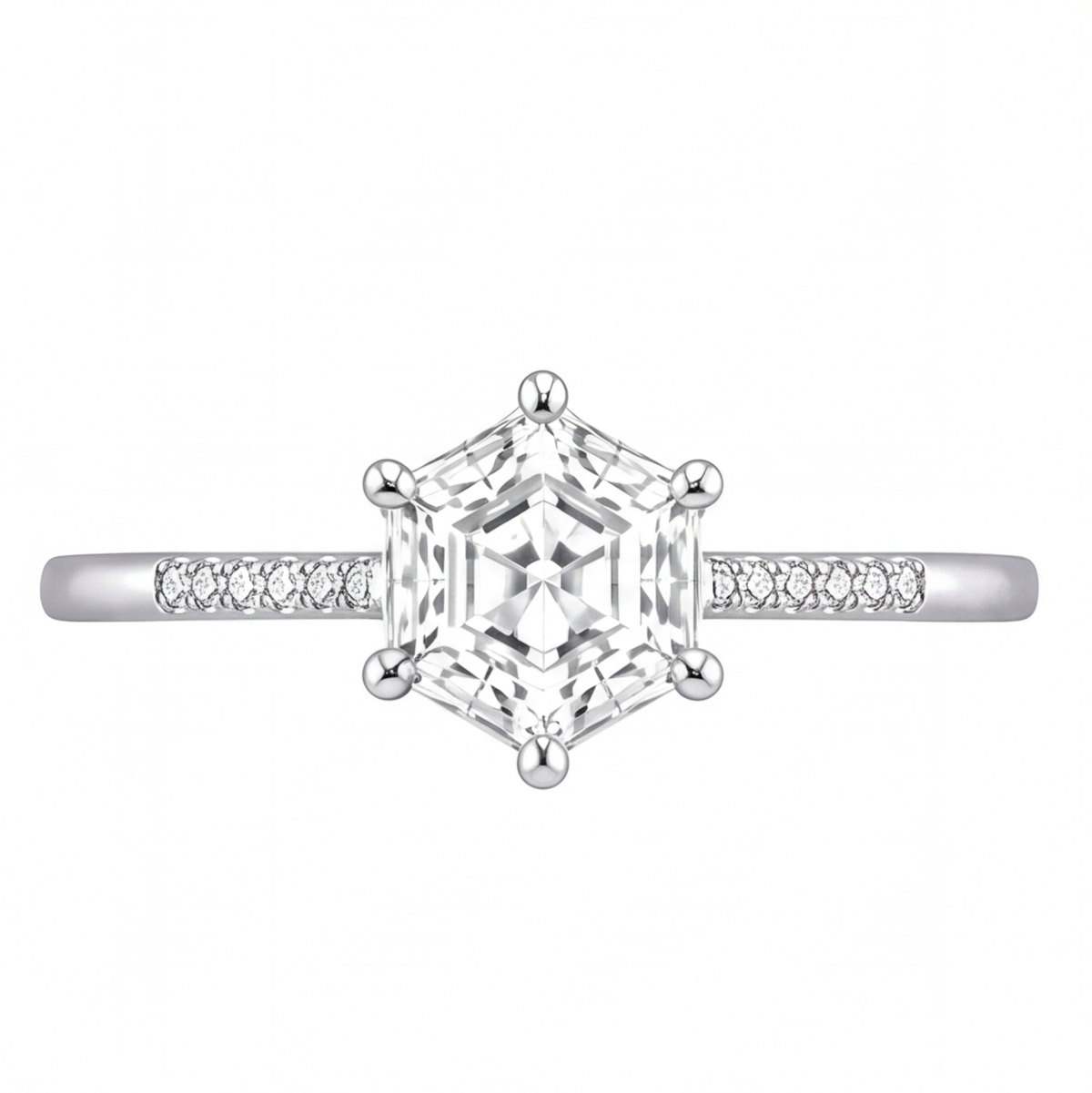 Mireille engagement ring by Tiani Jewellery shown in rose gold, white gold and yellow gold.