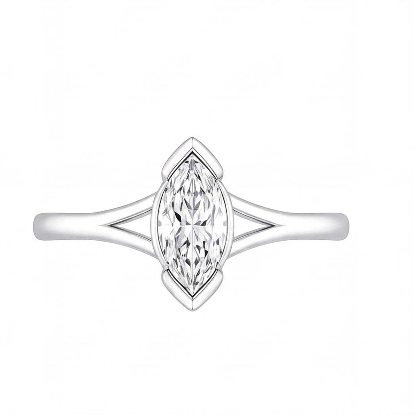 Zora engagement ring by Tiani Jewellery shown in rose gold, white gold and yellow gold.