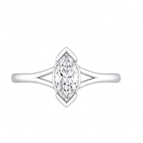 Zora engagement ring by Tiani Jewellery shown in rose gold, white gold and yellow gold.