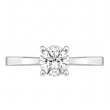Sarai round diamond flat band engagement ring by Tiani Jewellery shown in rose gold, white gold and yellow gold.